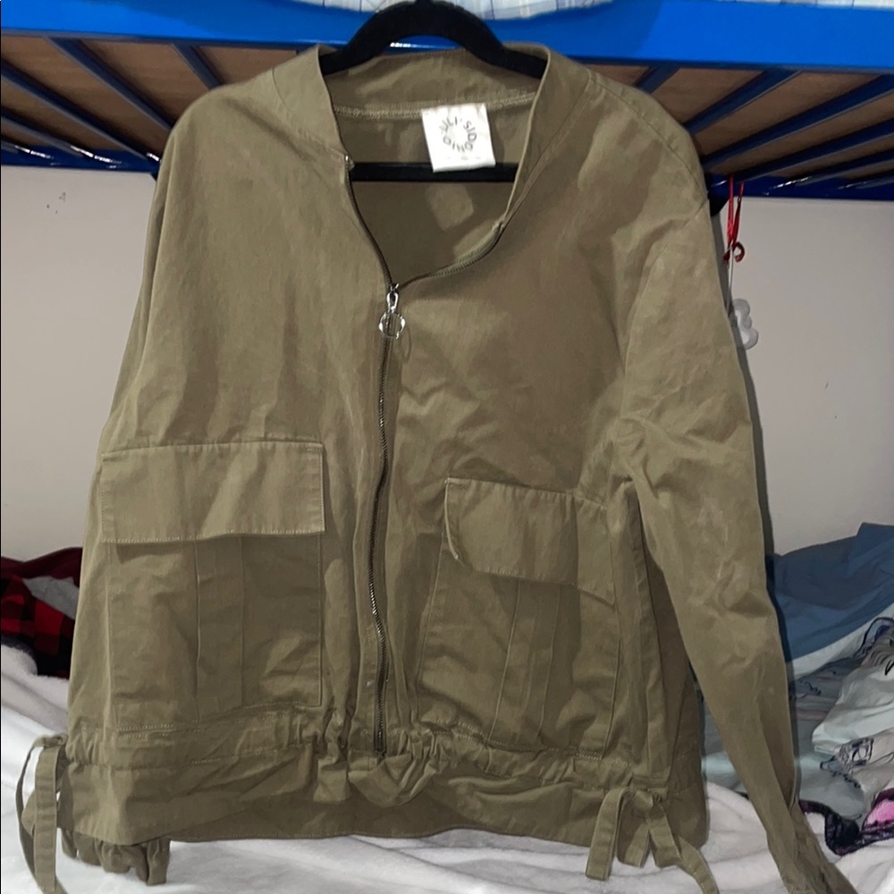 Olive Green Zip-Up Jacket